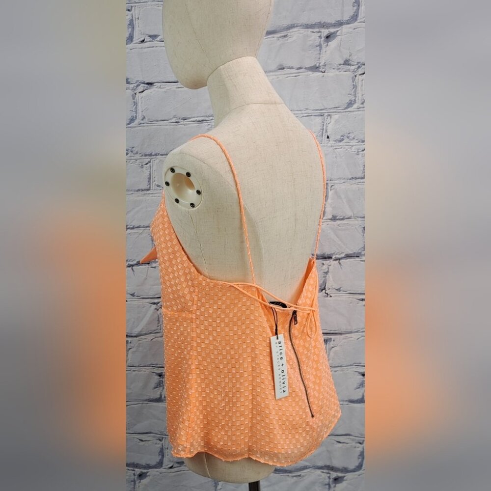 NWT Alice + Olivia Spaghetti Strap Tank Top with Tie Camisole Light Peach Large - Picture 4 of 13